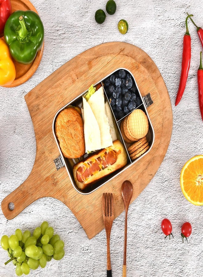 UPTRUST Stainless Steel Bento Lunch Box, 3-Compartment Large 1400ML Metal Bento Box for Kids or Adults, Container with Lockable Clips to Leak Proof - Image 4